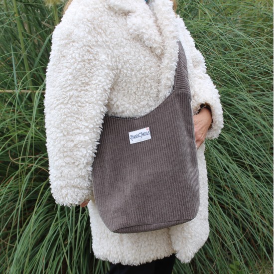 Ashbury grey corduroy Hobo Bag